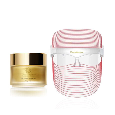 Dermalactives // Light Therapy LED 7 in 1 Mask  + 24K Golden Peel Mask Set // Set of 2