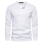Solid Henley Long Sleeve T-Shirt // White (4XL)