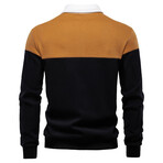 Blocked Long Sleeve Polo Sweatshirt // Orange + Black (L)