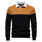 Blocked Long Sleeve Polo Sweatshirt // Orange + Black (L)