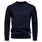 Solid Crewneck Pullover // Navy (M)