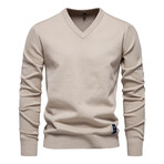 Solid V-Neck Pullover // Apricot (XL)