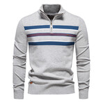 Striped Zip-Up Pullover // Gray (XL)