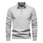 Solid Zip-Up Pullover // Light Gray (M)