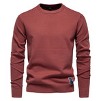Solid Crewneck Pullover // Brick Red (L)