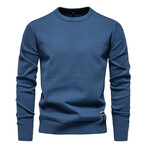 Solid Crewneck Pullover // Blue (L)