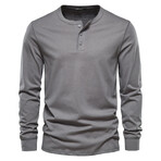 Solid Henley Long Sleeve T-Shirt // Dark Gray (M)