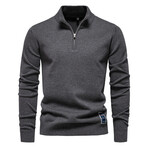 Solid Zip-Up Pullover // Dark Gray (M)