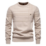 Striped Crewneck Sweater // Apricot (XL)