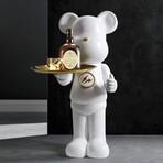 ArtZ® Bear Statue Tray Table // White 1 Hand Holding Tray