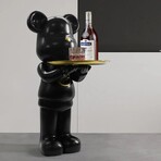 ArtZ® Bear Statue Tray Table // Black 2 Hands Holding Tray