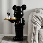 ArtZ® Bear Statue Tray Table // Black 1 Hand Holding Tray