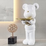 ArtZ® Bear Statue Tray Table // White 2 Hands Tolding Tray