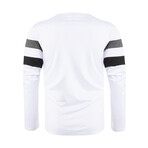 Blocked Striped Crewneck Sweater // White + Black + Gray (L)