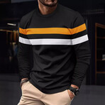 Blocked Striped Crewneck Sweater // Black + Yellow + White (M)