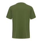 Blocked Crewneck T-shirt // Green + Yellow + Apricot (XL)
