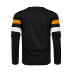 Blocked Striped Crewneck Sweater // Black + Yellow + White (M)