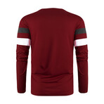 Blocked Striped Crewneck Sweater // Claret + Black + White (M)