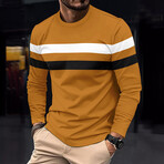 Blocked Striped Crewneck Sweater // Orange + White + Black (XS)