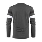 Blocked Striped Crewneck Sweater // Gray + Black + White (M)