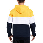 Blocked Hoodie //  White + Yellow + Black (L)