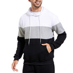 Blocked Hoodie // Gray + White + Black (L)