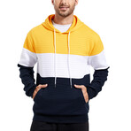 Blocked Hoodie //  White + Yellow + Black (L)