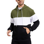 Blocked Hoodie // White + Green + Black (M)