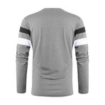 Blocked Striped Crewneck Sweater // Light Gray + Black + White (XS)