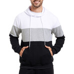 Blocked Hoodie // Gray + White + Black (L)