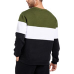 Blocked Sweatshirt // Green + White + Black (L)