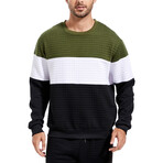 Blocked Sweatshirt // Green + White + Black (L)