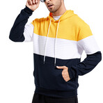 Blocked Hoodie //  White + Yellow + Black (L)