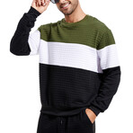 Blocked Sweatshirt // Green + White + Black (L)