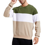 Blocked Sweatshirt // Green + White + Apricot (M)