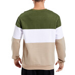 Blocked Sweatshirt // Green + White + Apricot (M)