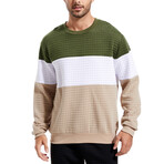 Blocked Sweatshirt // Green + White + Apricot (M)