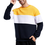 Blocked Sweatshirt // Yellow + White + Black (L)