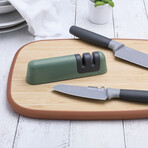 BergHOFF Leo Graphite Two-Stage Ceramic Knife Sharpener, Sage