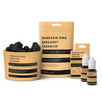 Lava Rock Diffuser, Scented Lava Rocks and 2 Diffusing Oils // Mandarin Rind | Bergamot | Geranium Set
