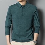 Button Down Long Sleeve Pullover // Green (L)