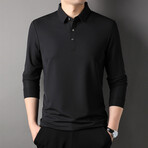 Button Down Long Sleeve Polo // Black (M)