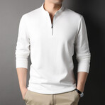 Zip-Up Long Sleeve Mock Neck Shirt // White (S)
