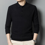 Button Down Long Sleeve Knitted Shirt // Black (2XL)