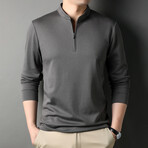 Zip-Up Long Sleeve Mock Neck Shirt // Dark Gray (XL)