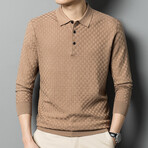 Button Down Long Sleeve Knitted Shirt // Beige (L)