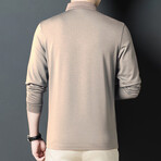 Tipped Button Down Long Sleeve Polo // Camel (M)