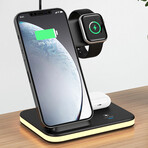 4-in-1 Wireless Charging Stand with Night Light (Black)