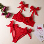 2 Piece Scarlet Bow Lingerie Set // Red (M)
