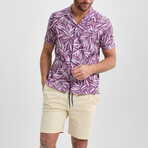 Bamboo Leaf Print Resort Shirt // Purple (XL)